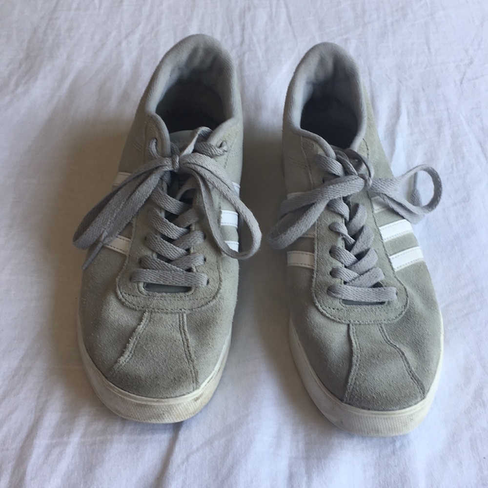 Adidas Courtset Size 9.5 Light Gray Suede Sneakers